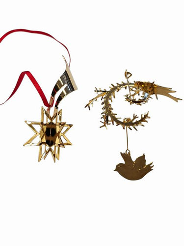 Pair Holiday Ornaments Georg Jensen 2003 HOliday Hearts