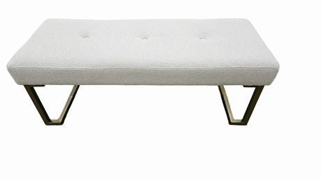 Boucle 3 button gold tone leg bench 15"Hx16"Wx38"