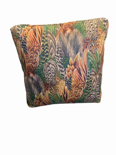 Pair Silk Feather Pattern Throw Pillows 18" x 15"