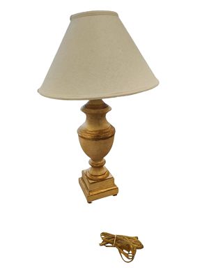 Pair yellow lamps w/ gold accent, 32"H