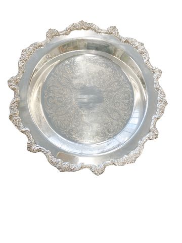 Footed Silverplate Round Tray 13"x3"