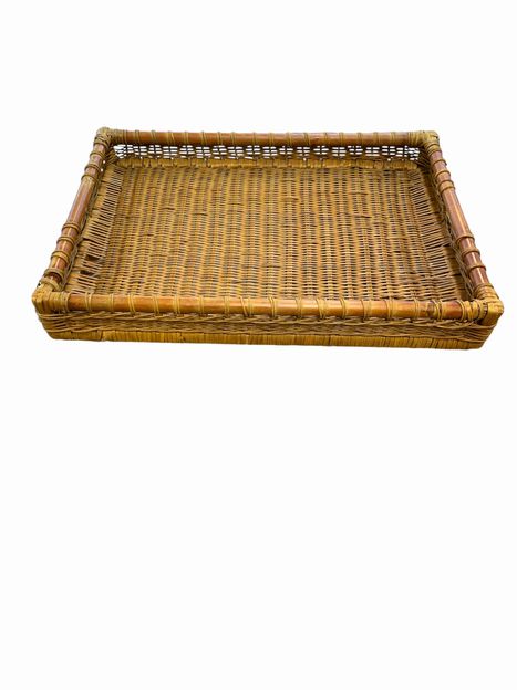 Lg Woven Wicker Tray 3.5"hx23"lx16"w