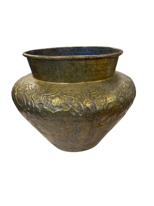 Large Brass Planter 14H  x 16"Dia