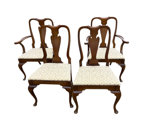 4 Queen Anne Style Dining Chairs, H. 38 in. x W. 22 in. x D. 23 in.