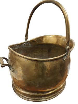 Antique Brass Fireplace Metal Container, 10x13"