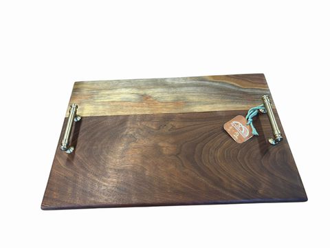 New walnut charcuterie board w/ champagne handles, 12" x 18"