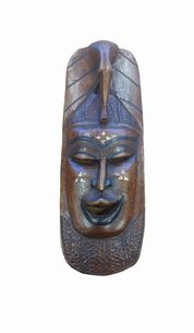 African Carved Wooden Face Mask 20"t