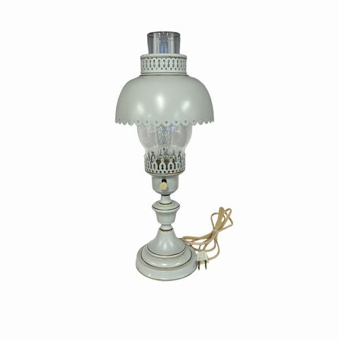 White Tole Table Lamp 15.5H