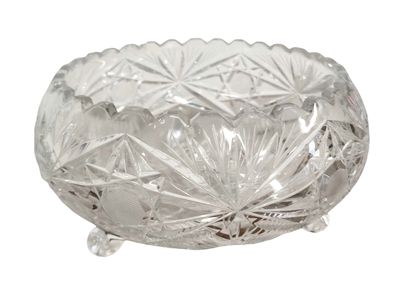 Cut Glass Footed Bowl 5"Hx8"D