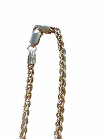 Sterling Silver Wheat Chain Necklace-925 italy 18"