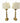 PAIR of tall antique brass candlestick lamps w/ beige shades, 36.25" h