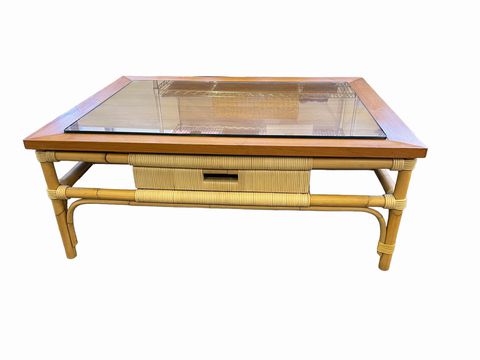 Donghia bamboo & reed coffee table, 42x31x17