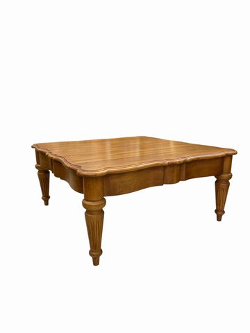 Ethan Allen Legacy collection maple coffee table, 19H. 40W. 40D.