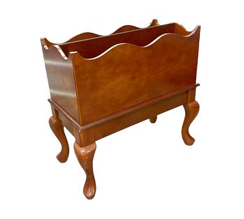 Bombay Queen Anne-style magazine rack, 18.5" h x 18" w x 8.75" d