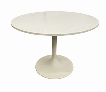 White tulip table, 41" diam., 29.5" h (as is)