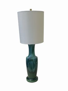 Vintage Green Table Lamp 30"H