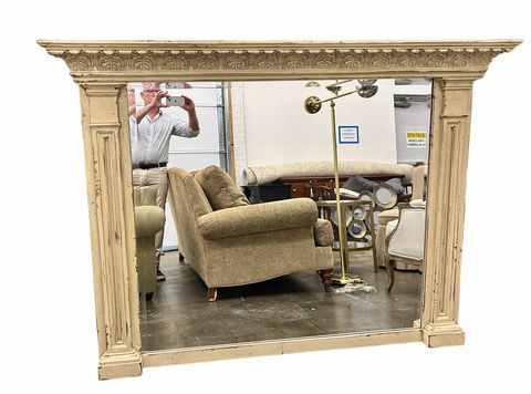 Classical Style Painted Over Mantel Mirror, H. 53.85 in. x W. 72.5 in.