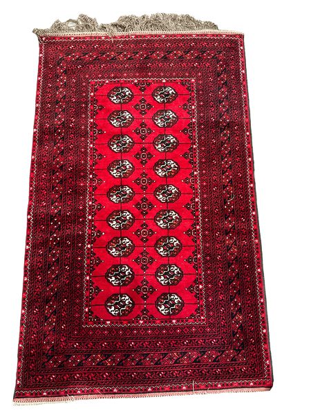 Red Bokhara Rug, 4x7'