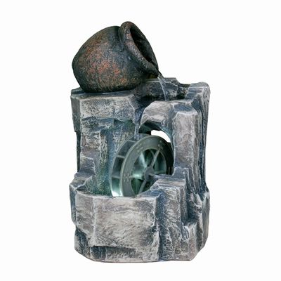 12" Gray Polyresin abletop Fountain With Light