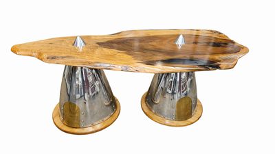 Coffee Table W Airplane Engine Cvr,Wood Top 18'x26"