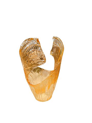 Handblown swirl glass vase, tan, 16"H