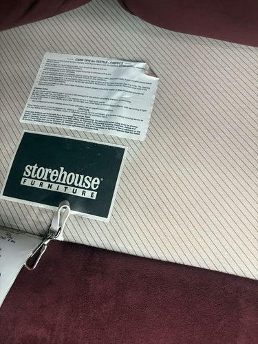 Storehouse maroon microsuede tufted tight back sofa w/ 2 matching pillows, 35.5"