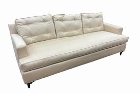 Henredon Acquisitions cream 3-tufted-pillow-back sofa w/ bench-style seat cushio
