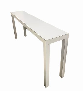 Long white laminate Parsons console/sofa table, 50x34x29" h