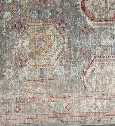 Turkish-made Nourison gray/cream/burgundy polyester rug, 7'10" x 10'2"