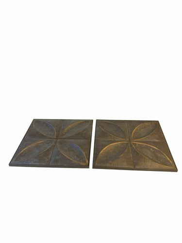 Pair Indoor/Outdoor Metal  Bronze-Tone Wall Decor16" sq