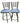 Pair of pewter finish steel bar stools w/blue vinyl seats, 39.5H. 17W. 20.5D