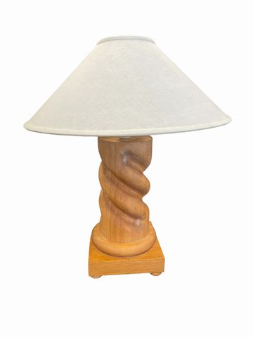 Carved wood spiral table lamp, 29"H