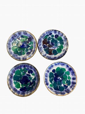 Set x4 Matching Blue Trinket Dishes 3"D