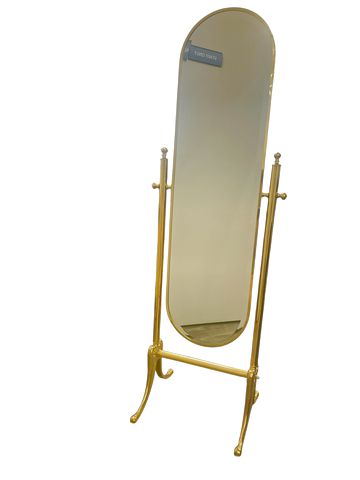 Brass Cheval Mirror, 19.5x15.5x59H