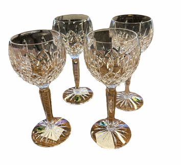 Set of 4 Waterford "Lismore" hock glasses, 7.5" h