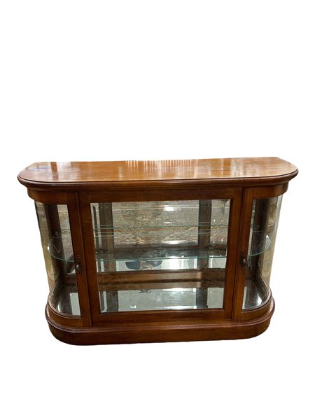 Mirrored/Lighted/Glass Display Cabinet, 42.5x14x24"