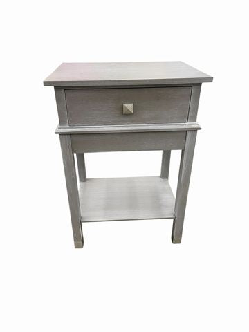 Gray side table w/ one drawer, 20x15x28.25