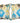PAIR of blue/yellow ikat weave pillows, 22" x 22"