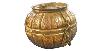 Antique Tinned Copper Pandem/Chapati Box 7"h x 9"dia