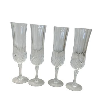 Set Of Four Cristal d'Arques Longchamp Flutes 8.5"x2"