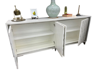 John Richard Castellane white sideboard w/ 4 shelves, 38" h, 90" w, 18" d