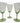 Vintage 3 Green Etched Wine Glasses 6.5"h