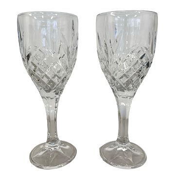 PAIR of wine glasses, 8" h