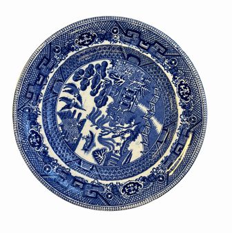 English Staffordshire Blue Willow plate, 8.5"