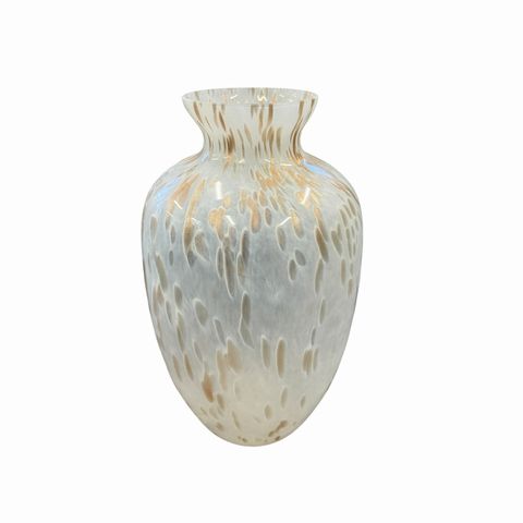 Murano White Copper Large Vase 20.5 H