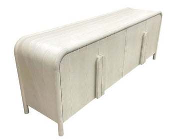 Crate & Barrel "Annie" whitewash wood storage media console/credenza