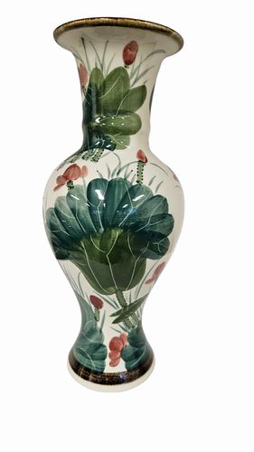 Chinese Lotus Vase 12.5"Hx 5"Dia