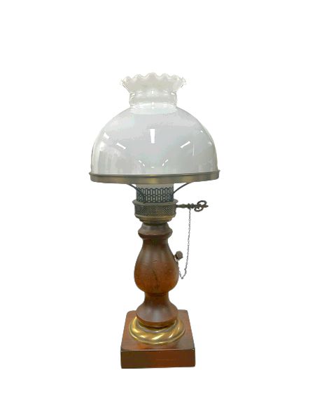 Colonial Style Lamp w/ Wooden Base, 22"H