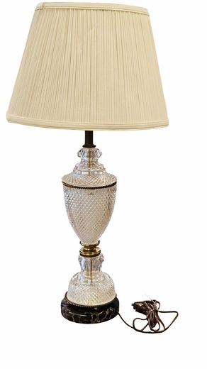 Cut Glass Diamond Pattern, Table Lamp 28"H