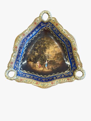 Royal Vienna triangular platter, 10x10x2